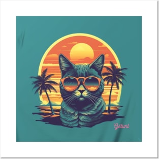 Retro Cat Shirt Posters and Art